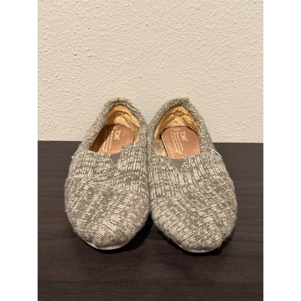 Toms Womens Grey Marled Knit Faux Shearling Lined Alpargata Slip On Shoes W7
